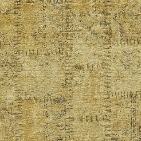 HomeRoots 9' X 12' Chic Gold & Gray Patchwork Area Rug - Durable, Washable & UV Protected for Everyday Life 656159