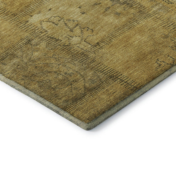 HomeRoots 9' X 12' Chic Gold & Gray Patchwork Area Rug - Durable, Washable & UV Protected for Everyday Life 656159