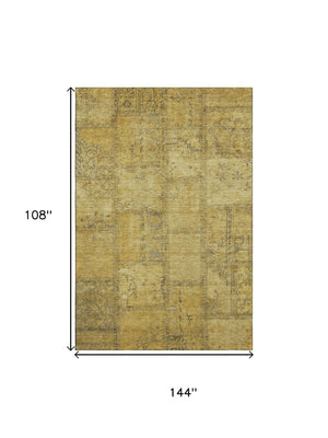 HomeRoots 9' X 12' Chic Gold & Gray Patchwork Area Rug - Durable, Washable & UV Protected for Everyday Life 656159