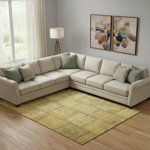 HomeRoots 9' X 12' Chic Gold & Gray Patchwork Area Rug - Durable, Washable & UV Protected for Everyday Life 656159