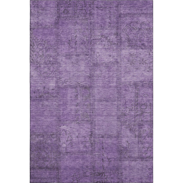 HomeRoots 5' X 8' Stylish Purple & Gray Patchwork Area Rug – Washable, UV Protected & Durable for Everyday Use 656162