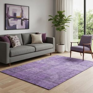 HomeRoots 5' X 8' Stylish Purple & Gray Patchwork Area Rug – Washable, UV Protected & Durable for Everyday Use 656162