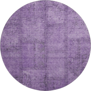 HomeRoots 8' Purple and Gray Patchwork Washable Round Rug – Stylish, Durable, UV-Protected for Any Space! 656163