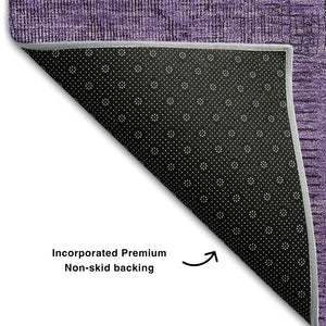 HomeRoots 8' Purple and Gray Patchwork Washable Round Rug – Stylish, Durable, UV-Protected for Any Space! 656163