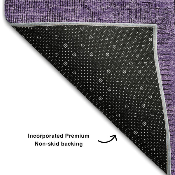 HomeRoots 8' Purple and Gray Patchwork Washable Round Rug – Stylish, Durable, UV-Protected for Any Space! 656163
