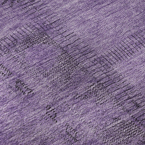 HomeRoots 8' Purple and Gray Patchwork Washable Round Rug – Stylish, Durable, UV-Protected for Any Space! 656163