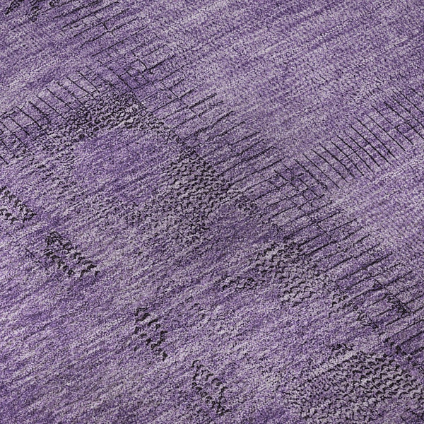HomeRoots 8' Purple and Gray Patchwork Washable Round Rug – Stylish, Durable, UV-Protected for Any Space! 656163