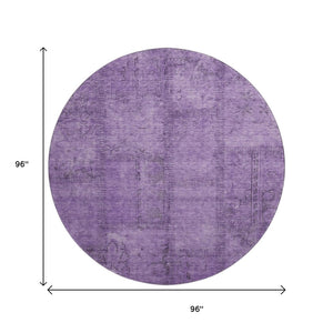 HomeRoots 8' Purple and Gray Patchwork Washable Round Rug – Stylish, Durable, UV-Protected for Any Space! 656163