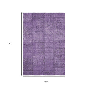 HomeRoots 10' X 14' Washable Purple and Gray Patchwork Area Rug with UV Protection for Modern Homes 656166