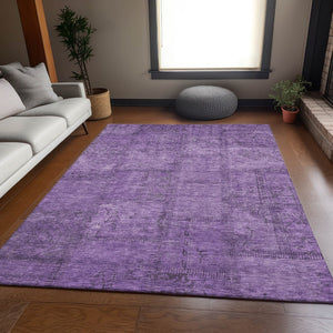 HomeRoots 10' X 14' Washable Purple and Gray Patchwork Area Rug with UV Protection for Modern Homes 656166