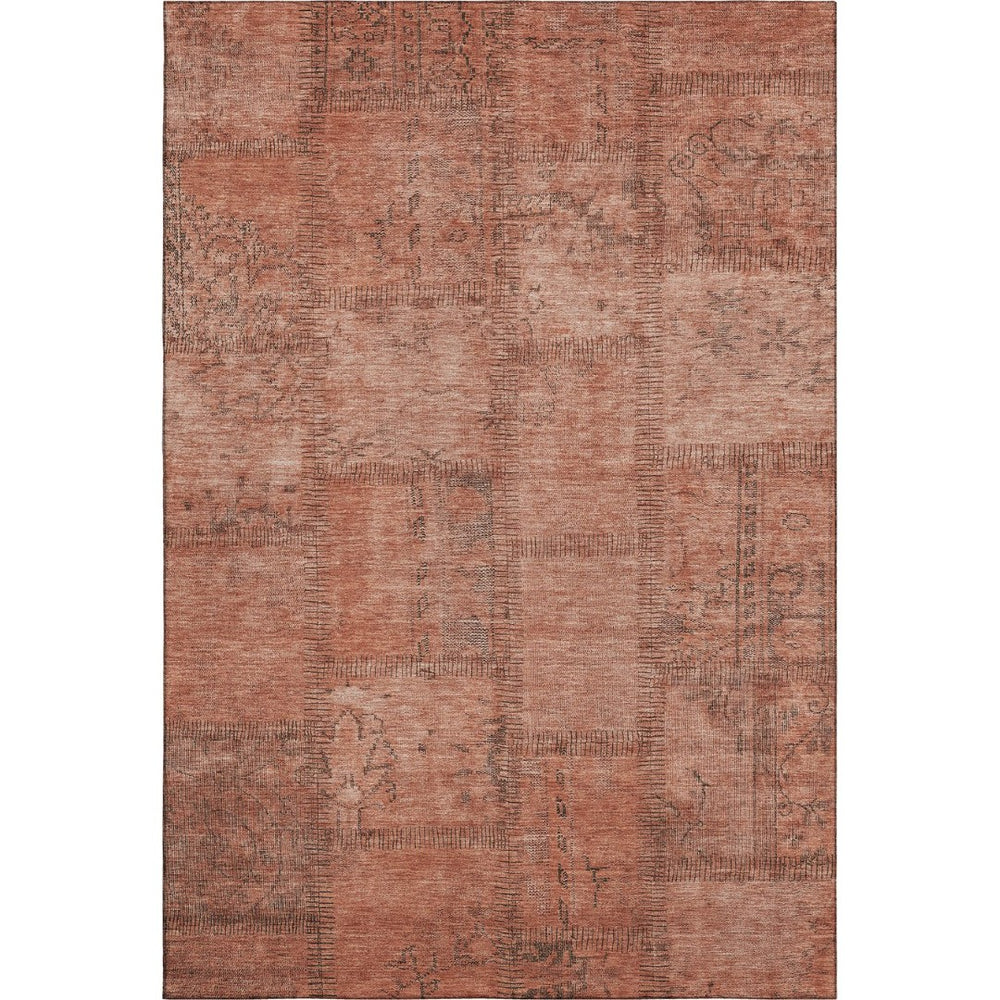 HomeRoots 8' X 10' Salmon & Gray Washable Area Rug - UV Protected, Stain-Resistant, Family-Friendly Design! 656170