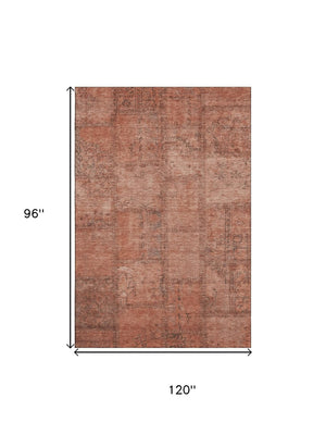 HomeRoots 8' X 10' Salmon & Gray Washable Area Rug - UV Protected, Stain-Resistant, Family-Friendly Design! 656170
