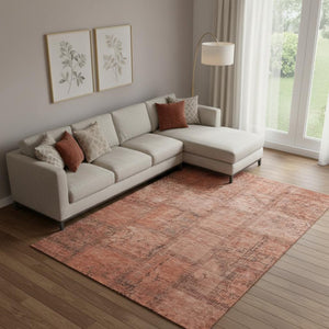 HomeRoots 8' X 10' Salmon & Gray Washable Area Rug - UV Protected, Stain-Resistant, Family-Friendly Design! 656170