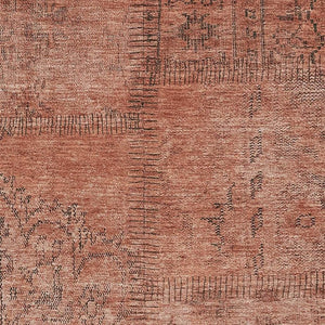 HomeRoots 9' X 12' Salmon and Gray Patchwork Area Rug – Washable, UV-Protected, Durable Design for Every Room 656171
