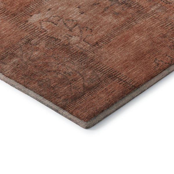 HomeRoots 9' X 12' Salmon and Gray Patchwork Area Rug – Washable, UV-Protected, Durable Design for Every Room 656171