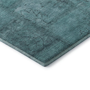 HomeRoots 5' X 8' Teal and Gray Patchwork Area Rug – Soft, Stain-Resistant, UV-Protected for Modern Homes 656174