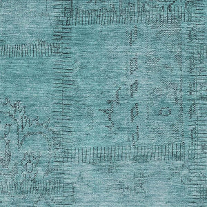 HomeRoots 9' X 12' Stylish Teal and Gray Patchwork Area Rug – Washable, UV Protected, Perfect for Active Spaces! 656177