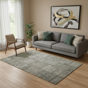 HomeRoots 5' X 8' Stylish Taupe and Gray Patchwork Washable Area Rug with UV Protection for Active Homes 656180
