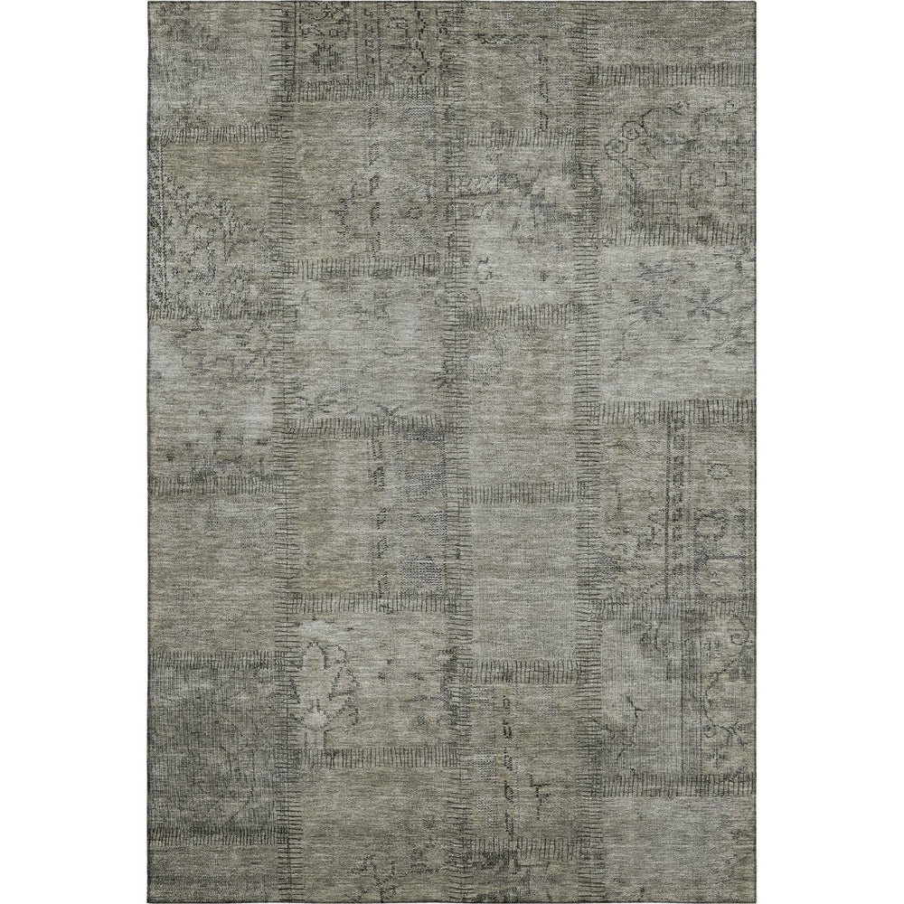 HomeRoots 8' X 10' Taupe and Gray Patchwork Area Rug - Washable, Durable, UV-Protected for Modern Homes 656182