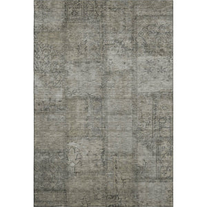 HomeRoots 8' X 10' Taupe and Gray Patchwork Area Rug - Washable, Durable, UV-Protected for Modern Homes 656182