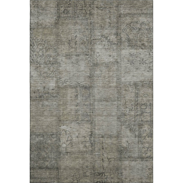 HomeRoots 8' X 10' Taupe and Gray Patchwork Area Rug - Washable, Durable, UV-Protected for Modern Homes 656182