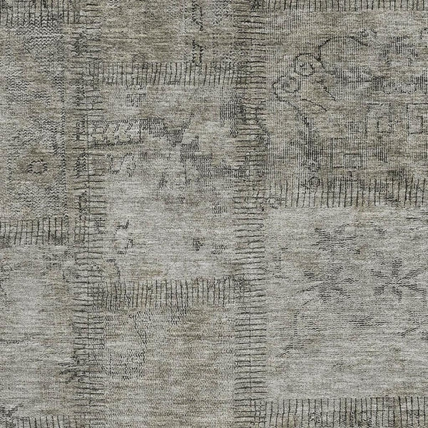 HomeRoots 8' X 10' Taupe and Gray Patchwork Area Rug - Washable, Durable, UV-Protected for Modern Homes 656182