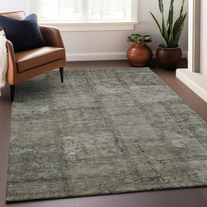 HomeRoots 8' X 10' Taupe and Gray Patchwork Area Rug - Washable, Durable, UV-Protected for Modern Homes 656182