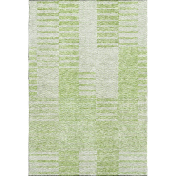 HomeRoots 8' X 10' Artichoke Green Striped Washable Area Rug with UV Protection for Stylish, Easy Care Living 656188