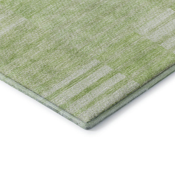 HomeRoots 8' X 10' Artichoke Green Striped Washable Area Rug with UV Protection for Stylish, Easy Care Living 656188