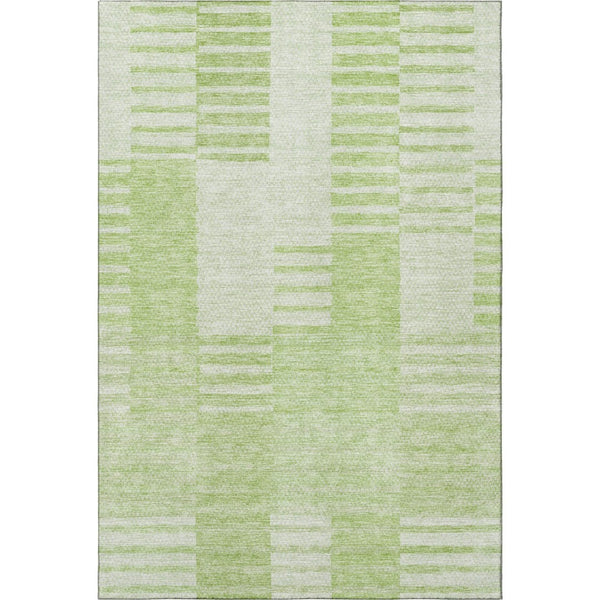 HomeRoots 8' X 10' Artichoke Green Striped Washable Area Rug with UV Protection for Stylish, Easy Care Living 656188