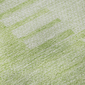 HomeRoots 10' Artichoke Green & Ivory Striped Washable Area Rug - Durable, Stain-Resistant, UV-Protected Comfort 656190