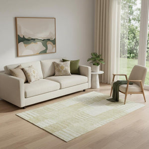 HomeRoots 5' X 8' Beige And Ivory Striped Washable Area Rug – Stain-Resistant, UV-Protected, Durable & Stylish 656192