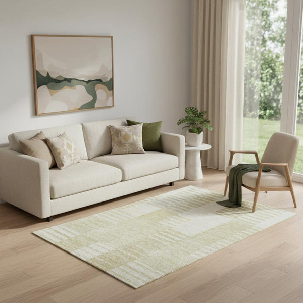 HomeRoots 5' X 8' Beige And Ivory Striped Washable Area Rug – Stain-Resistant, UV-Protected, Durable & Stylish 656192