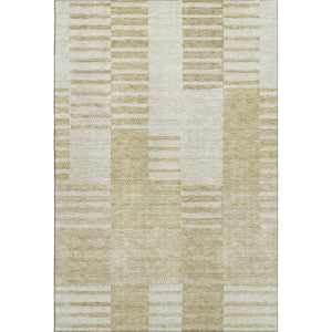 HomeRoots 9' X 12' Beige and Ivory Striped Washable Area Rug - Durable, Stylish, UV-Protected for Everyday Use 656195