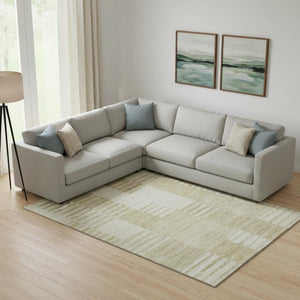 HomeRoots 10' Beige and Ivory Striped Area Rug – Washable, UV Protected, Stain Resistant for Busy Homes 656196