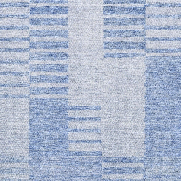 HomeRoots 5' X 8' Blue and Ivory Striped Washable Area Rug - Durable, Stain Resistant, UV Protected Charm! 656198