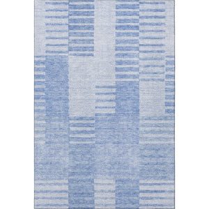HomeRoots 5' X 8' Blue and Ivory Striped Washable Area Rug - Durable, Stain Resistant, UV Protected Charm! 656198