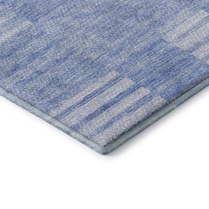 HomeRoots 8' X 10' Blue and Ivory Striped Washable Area Rug – Stain-Resistant, UV Protected, Coastal Style! 656200