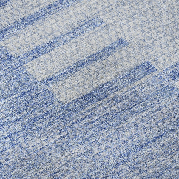 HomeRoots 8' X 10' Blue and Ivory Striped Washable Area Rug – Stain-Resistant, UV Protected, Coastal Style! 656200