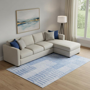 HomeRoots 10' Blue and Ivory Striped Washable Area Rug with UV Protection - Perfect for High-Traffic Spaces! 656202