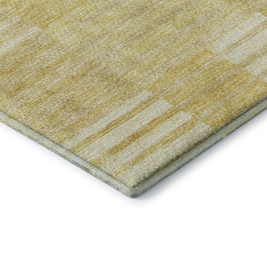 HomeRoots 8' X 10' Amber and Ivory Striped Washable Area Rug - Stain Resistant, UV Protected, Easy Care Design 656206