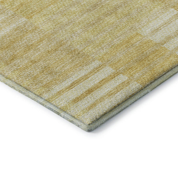 HomeRoots 8' X 10' Amber and Ivory Striped Washable Area Rug - Stain Resistant, UV Protected, Easy Care Design 656206