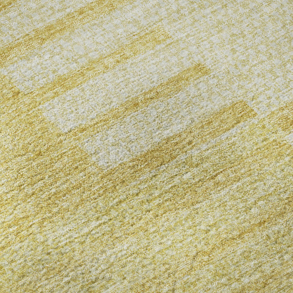 HomeRoots 8' X 10' Amber and Ivory Striped Washable Area Rug - Stain Resistant, UV Protected, Easy Care Design 656206