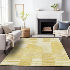 HomeRoots 10' Amber & Ivory Striped Washable Area Rug - UV Protected, Durable, Stylish for Family Spaces & Patios 656208