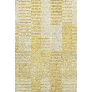HomeRoots 10' Amber & Ivory Striped Washable Area Rug - UV Protected, Durable, Stylish for Family Spaces & Patios 656208