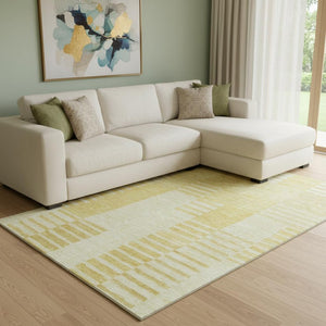 HomeRoots 10' Amber & Ivory Striped Washable Area Rug - UV Protected, Durable, Stylish for Family Spaces & Patios 656208