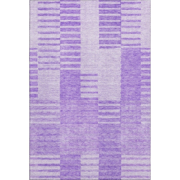 HomeRoots 5' X 8' Stylish Lavender & Ivory Striped Area Rug - Washable, UV Protected, and Stain Resistant! 656210