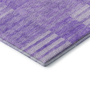 HomeRoots 8' Lavender Striped Round Rug - Washable, UV-Protected, Durable Polyester for Family Spaces & Style 656211