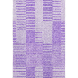 HomeRoots 8' X 10' Stylish Lavender & Ivory Striped Washable Area Rug with UV Protection for Easy Care 656212
