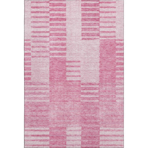HomeRoots 10' X 14' Pink And Ivory Striped Washable Area Rug - Durable, UV-Protected, Ideal for High-Traffic Spaces 656220